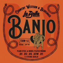 La Bella 730M-LE 5-String Banjo, Medium, Loop End (.011-.021)