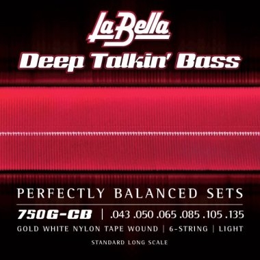 La Bella 750G-CB Gold White Nylon Tape Wound Electric Bass (43-135)