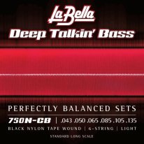 La Bella 750N-CB 6 String Black Nylon Bass Guitar strings (43-135)