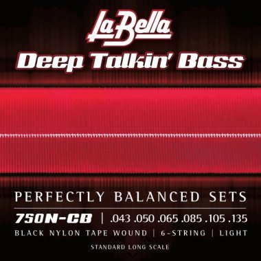 La Bella 750N-CB 6 String Black Nylon Bass Guitar strings (43-135)