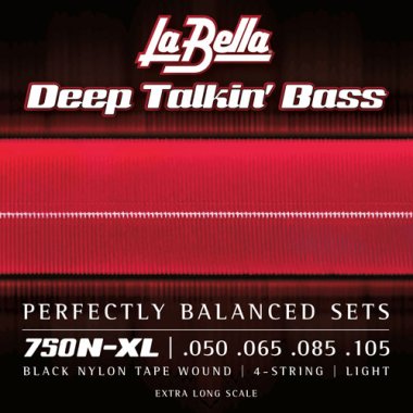 La Bella 750N-XL Black Nylon Electric Bass Strings, Extra Long (50-105)