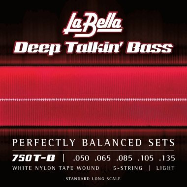 La Bella 750T-B White Nylon Tape Wound 5 String Bass Set (50-135)