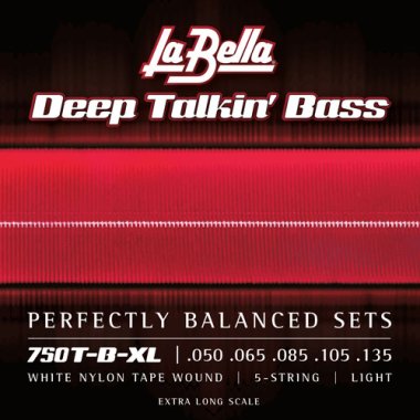La Bella 750T-B-XL White Nylon Tape Wound 5 String Light, Extra Long (50-135)