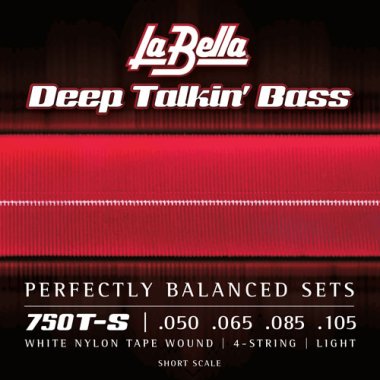 La Bella 750T-S White Nylon Tape Wound Electric Bass Light, Short Scale (50-105)