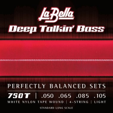 La Bella 750T White Nylon Tape Wound Electric Bass Strings (50-105)