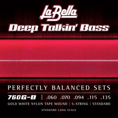 La Bella 760G-B Gold White Nylon Tape Wound 5-String Bass (60-135)