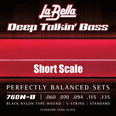 La Bella 760N-B-S 5 String Black Nylon Short Scale Bass Strings (60-135)