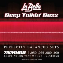 La Bella 760NHBB Black Nylon Hofner Beatle Bass Strings (50-100)