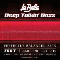 La Bella 760T White Nylon Tape Wound Electric Bass Strings (60-115)