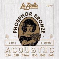 La Bella 7GPD Phosphor Bronze Acoustic Guitar Strings, DADGAD 14-60