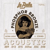 La Bella 7GPUL Phosphor Bronze Acoustic Guitar Ultra Light 9-48