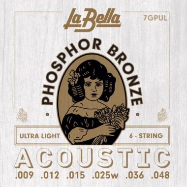La Bella 7GPUL Phosphor Bronze Acoustic Guitar Ultra Light 9-48