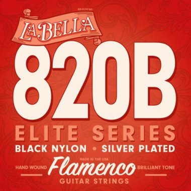 La Bella 820B Elite Flamenco with Black Trebles Med Tension Full Set