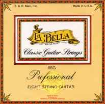 La Bella 8SG Professional 8 String Classical Guitar Strings, Full Set