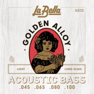 La Bella AB20 Golden Alloy Acoustic Bass Strings, Light 45-100