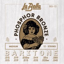 La Bella BG-12 Phosphor Bronze Baritone Acoustic 12-String, 15-80