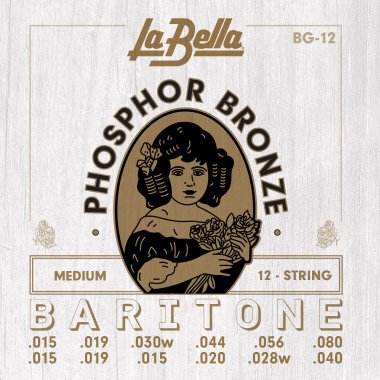 La Bella BG-12 Phosphor Bronze Baritone Acoustic 12-String, 15-80