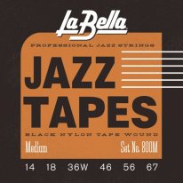 La Bella Black Nylon Tape Wound 800M Electric Guitar Medium 14-67