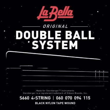 La Bella Double Ball Black Nylon Electric Bass Strings S660 (60-115)