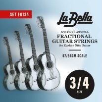 La Bella FG134 Fractional Guitar Strings 3/4 Size, Full Set