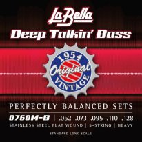La Bella Flat Wound 0760M-B Deep Talkin' Electric Bass Strings 52-128T