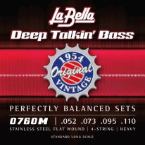 La Bella Flat Wound 0760M Deep Talkin' Electric Bass Strings 52-110