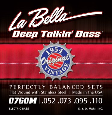 La Bella Flat Wound 0760M-S Short Scale Electric Bass Strings 52-110