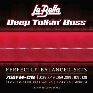 La Bella Flat Wound 760FM-CB 6-string Electric Bass, Medium tension (29-128)