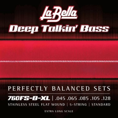 La Bella Flat Wound 760FS-B-XL 5-String Bass, Extra Long (45-128)