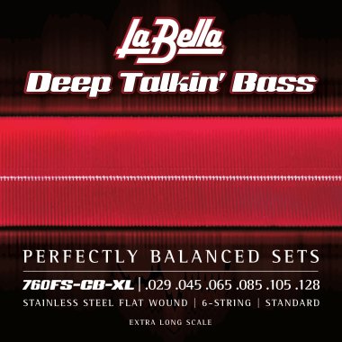 La Bella Flat Wound 760FS-CB-XL 6-string Bass, Extra Long (29-128)