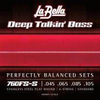 La Bella Flat Wound 760FS-S Short Scale Electric Bass Strings (45-105)