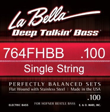La Bella Flat Wound 764FHBB Hofner Beatle Single Bass String E .100