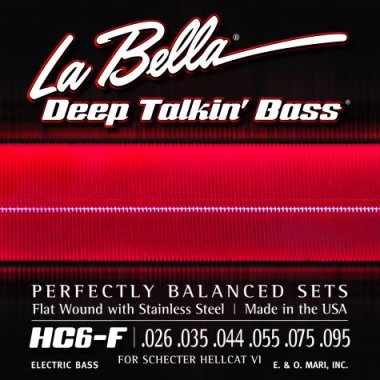 La Bella Flat Wound HC6-F Hellcat VI Stainless Flatwound Strings (26-95)