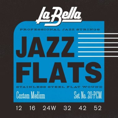 La Bella Flatwound 20PCM Electric Guitar Strings Custom Medium 12-52