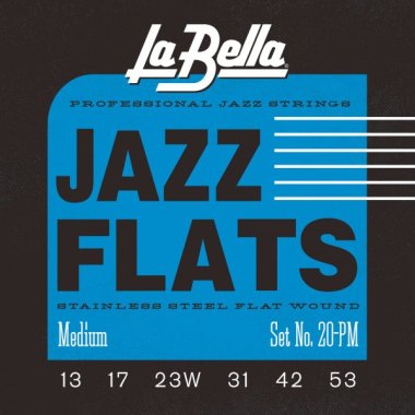 La Bella Flatwound 20PM Electric Guitar Strings Medium Gauge 13-53