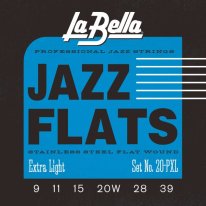 La Bella Flatwound 20PXL Electric Guitar Strings ExLt Gauge 9-39