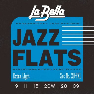 La Bella Flatwound 20PXL Electric Guitar Strings ExLt Gauge 9-39