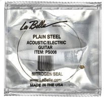 La Bella Plain Steel Ball End Guitar String .008 in, Single String
