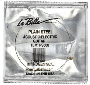 La Bella Plain Steel Ball End Guitar String .008 in, Single String