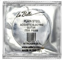 La Bella Plain Steel Ball End Guitar String .009 in, Single String