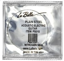 La Bella Plain Steel Ball End Guitar String .010 in, Single String