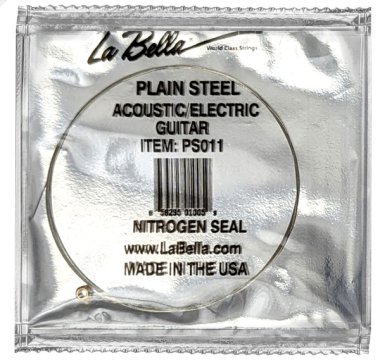 La Bella Plain Steel Ball End Guitar String .011 in, Single String