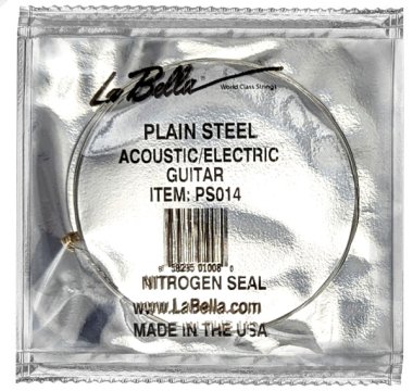 La Bella Plain Steel Ball End Guitar String .014 in, Single String
