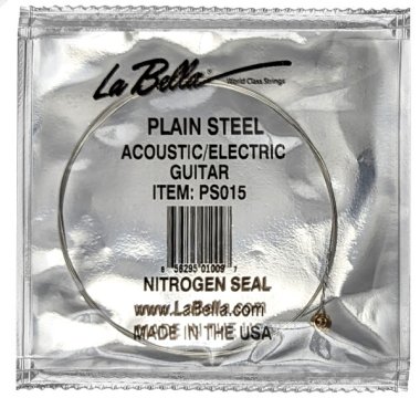 La Bella Plain Steel Ball End Guitar String .015 in, Single String