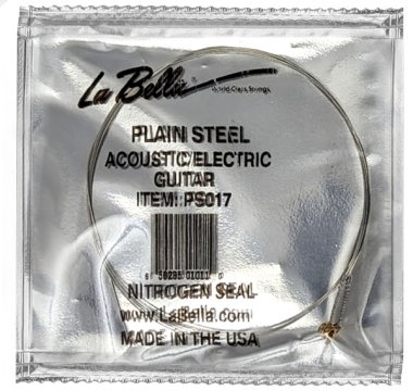 La Bella Plain Steel Ball End Guitar String .017 in, Single String