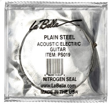 La Bella Plain Steel Ball End Guitar String .019 in, Single String