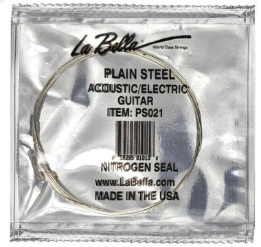 La Bella Plain Steel Ball End Guitar String .021 in, Single String