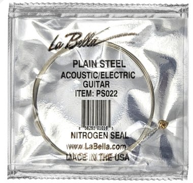 La Bella Plain Steel Ball End Guitar String .022 in, Single String