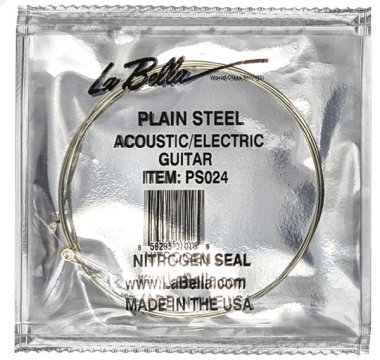 La Bella Plain Steel Ball End Guitar String .024 in, Single String