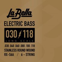La Bella RX-S6A Stainless-Steel Bass Guitar strings, 6 String (30-118)